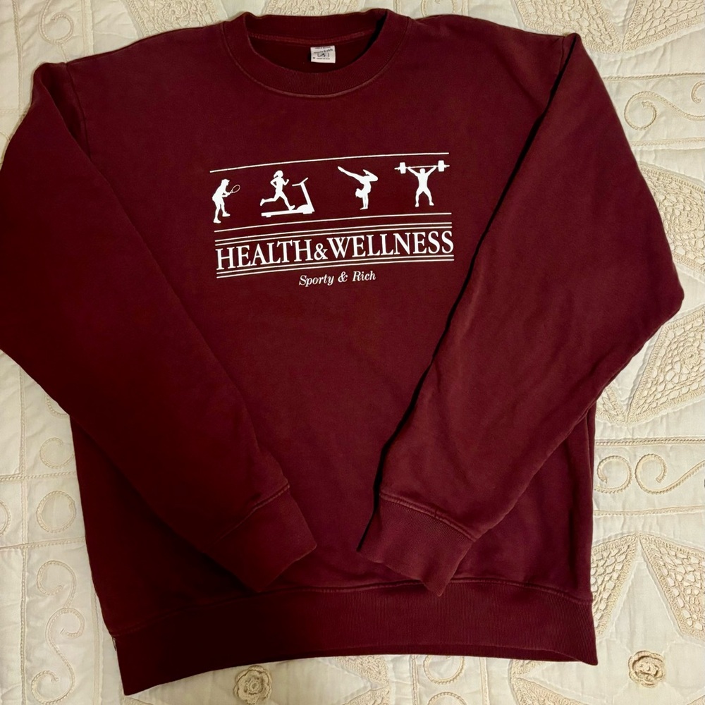 Sporty & Rich Maroon "Health & Wellness" Crewneck Sweatshirt